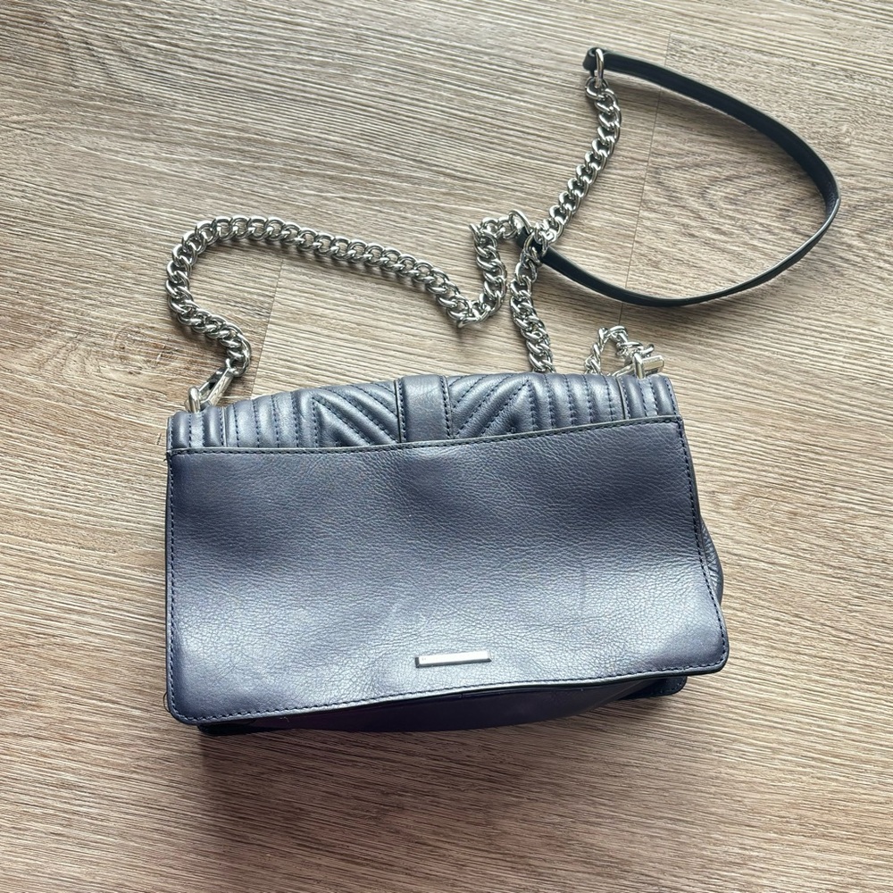 Rebecca Minkoff leather navy bag silver chain strap EUC - Picture 4 of 7